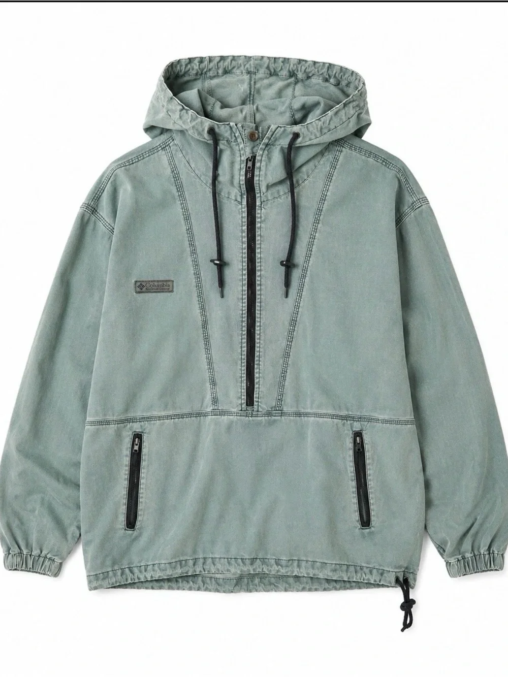 Vintage Columbia Sportswear Sage Green Hooded Anorak Pullover Jacket